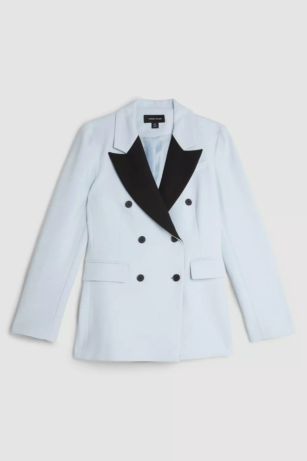 Compact Stretch Contrast Collar Db Tailored Jacket | Karen Millen